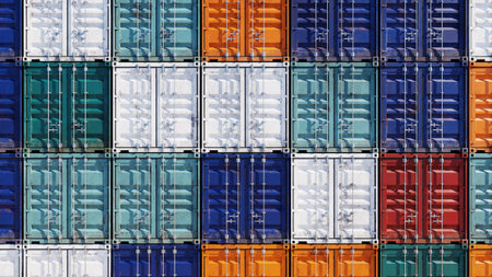 national flag and container boxes ,national economy conceptの写真素材