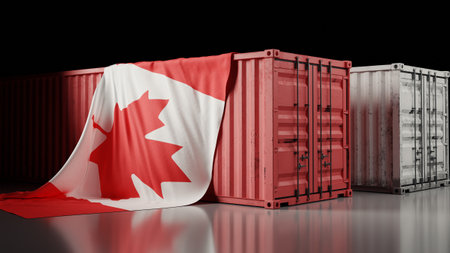 national flag and container boxes ,national economy conceptの写真素材