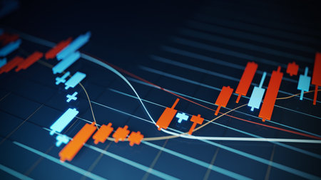 stock market candle stick chart, 3d renderingの写真素材