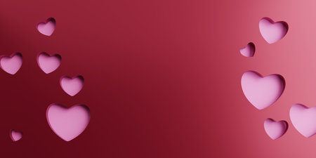 background with love heart symbol, 3d renderingの写真素材