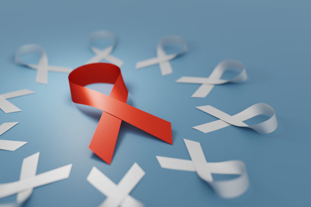 world cancer day colorful ribbon circle array background, 3d rendering