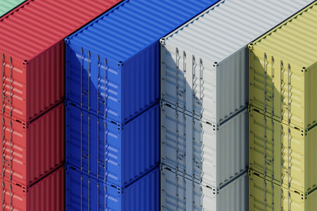 colorful import and export cargo box, 3d renderingの写真素材