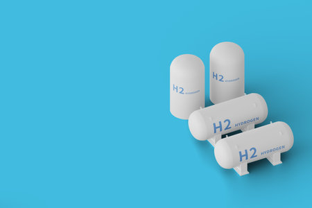 h2 hydrogen energy power tank,3d renderingの写真素材