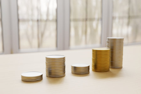 A pile of multiple coins background, 3d rendering
