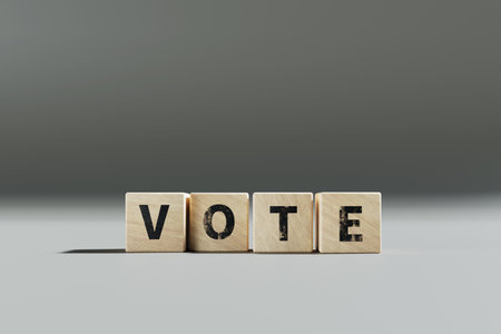 A small wooden cube with the word vote written on it.3d rendering