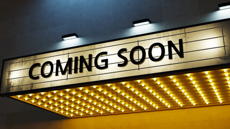 theater "coming soon" text background, 3d renderingの写真素材