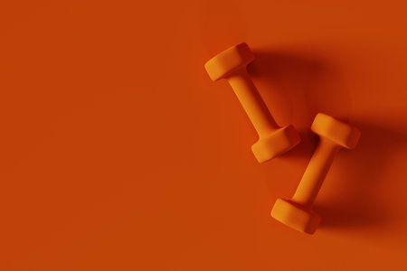 Fitness equipment 3d solid color backgrounds, 3d renderingの写真素材