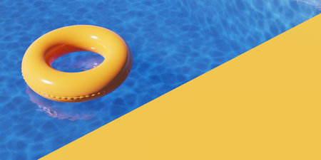 Summer swimming pool background concept image. 3d renderingの写真素材