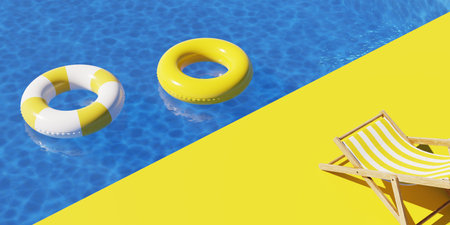 Summer swimming pool background concept image. 3d renderingの写真素材