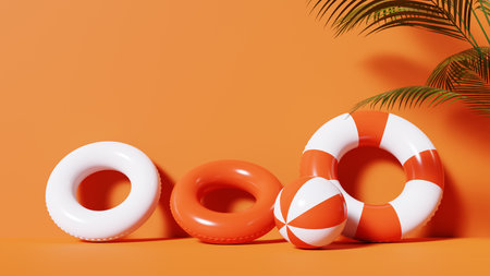 Summer beach vacation concept background. 3d renderingの写真素材