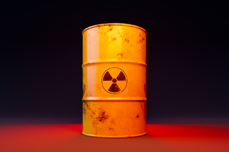 Nuclear waste barrel concept background image, 3d renderingの写真素材