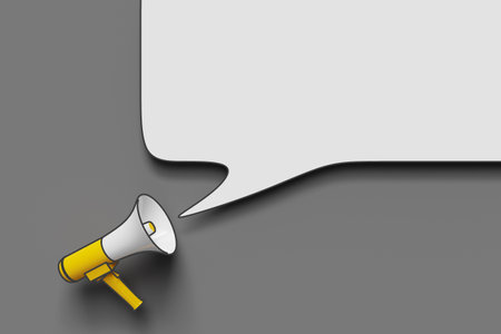 Announcement concept background with megaphone, 3d renderingの写真素材