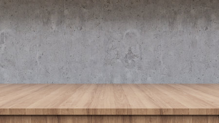 Podium background with desk and wall for product display, 3d rendering