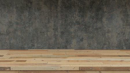 Podium background with desk and wall for product display, 3d renderingの写真素材