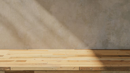 Podium background with desk and wall for product display, 3d renderingの写真素材