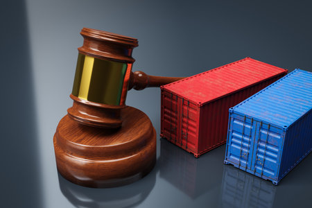 Conceptual Background of Filing a International Lawsuit on Trade Dispute, 3d renderingの写真素材