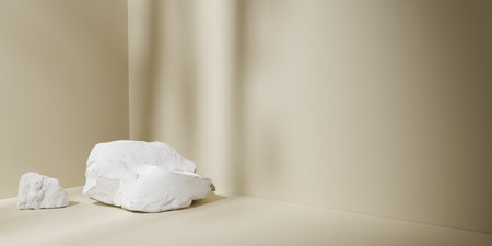 simple and minimal podium background with soft shadow, 3d renderingの写真素材