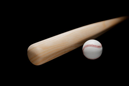 The moment a baseball bat hits a baseball, 3d renderingの写真素材