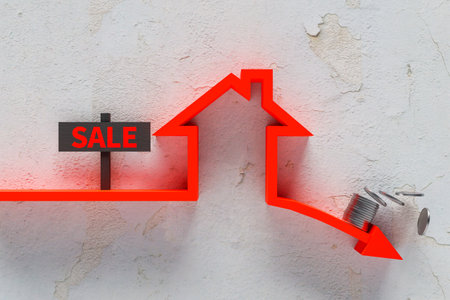 Background of the decline in real estate housing prices, 3d renderingの写真素材