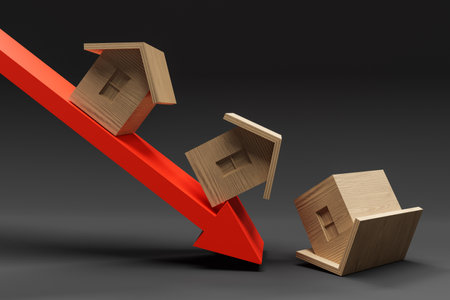 Background of the decline in real estate housing prices, 3d renderingの写真素材