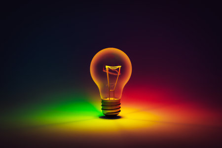 Bright bulb background with creative idea concept for business success, 3d renderingの写真素材