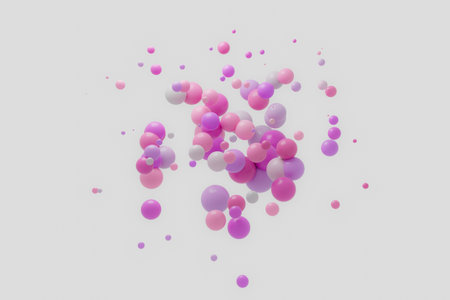abstract pasteltone colorful sphere 3d banner background, 3d renderingの写真素材