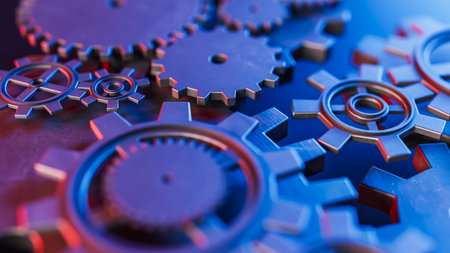 Mechanical gear concept background, 3d rendering