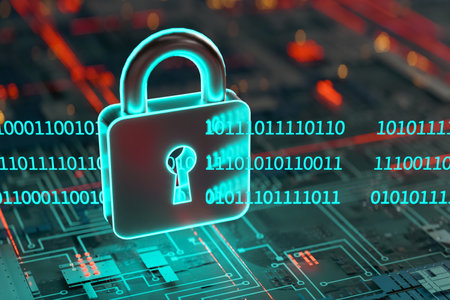 Background of the lock shape of cybersecurity and privacy concepts, 3d rendering