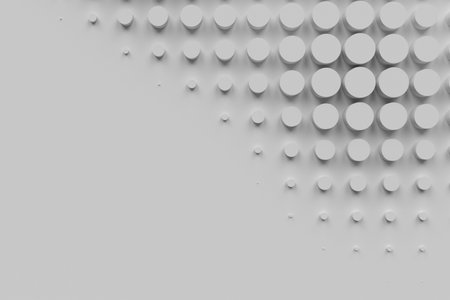 White minimal pattern background the circle pattern changes to a gradual size, 3d renderingの写真素材