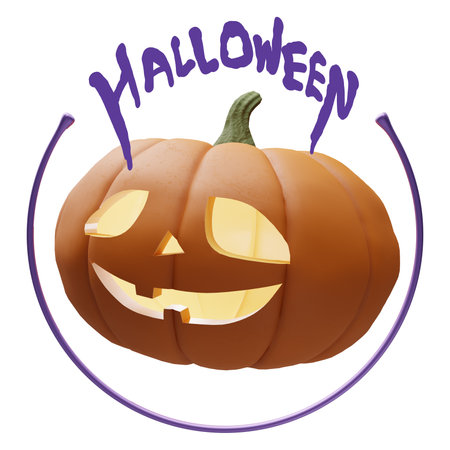 Halloween jack o lantern Round Frame Title, 3d renderingの写真素材