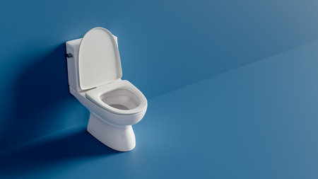 a background with a toilet on a solid color background, 3d renderingの写真素材