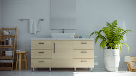 Modern Home Bathroom Interior design, 3d renderingの写真素材