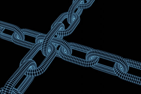 Chain-shaped concept background that expresses blockchain technology, 3d renderingの写真素材