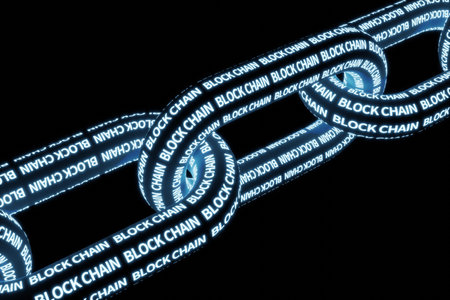 Background of the concept of blockchain technology expressed in a chain shape, 3d renderingの写真素材