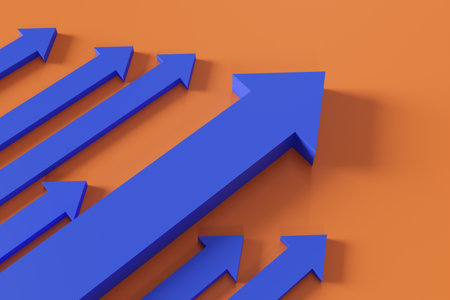 Multiple Red Arrows Show Price Rising As Their Head Up, 3d renderingの写真素材