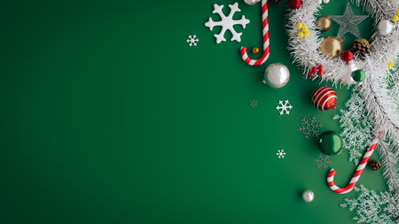 Copy Space background with Christmas ornaments, 3d renderingの写真素材