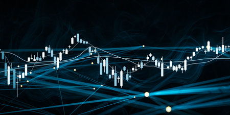 financial stock market background with stock chart graph, 3d rendering