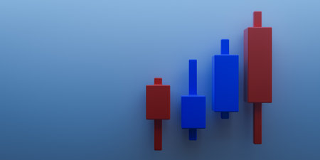 white background based on the shape of stock candlesticks, 3d rendering