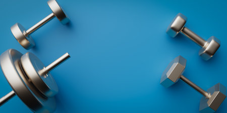 Background of various exercise equipment for women's diet and exercise, 3d renderingの写真素材