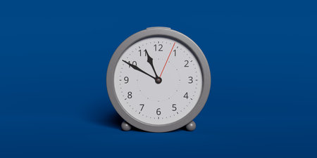 Copy space background with desk alarm clock in the center, 3d rendering
