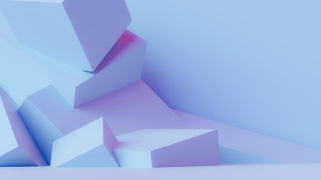 Abstract minimalistic arrangement background of white square structures, 3d rendering