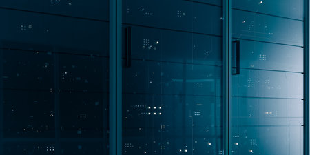 Server room for cloud computing, 3d rendering