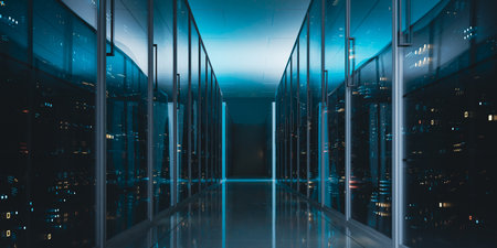 Server room for cloud computing, 3d rendering