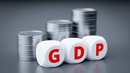 Concept of economic indicator GDP,3d renderingの写真素材