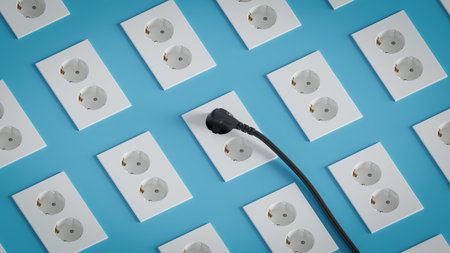 Two Korean standard electrical outlets on the wall.,3d renderingの写真素材