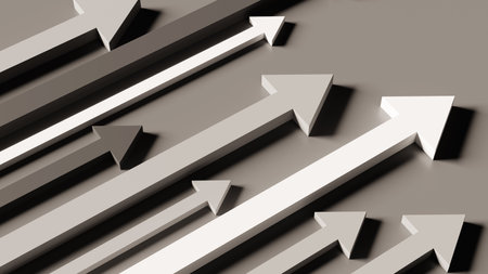 Arrow concept background indicating growth direction. 3d renderingの写真素材