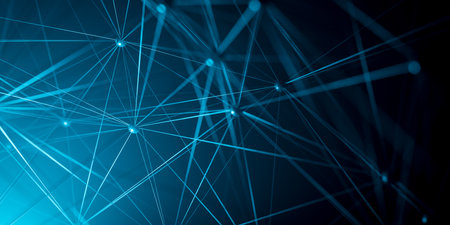 Background with connected dots and lines in a futuristic atmosphere. 3d renderingの写真素材