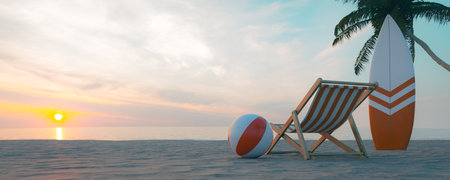 Copy space backgrounds of Seaside holiday landscape. 3d renderingの写真素材
