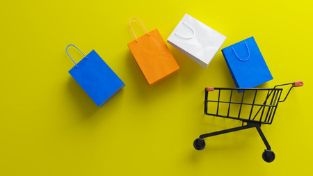Buy an item through online shopping and add it to your shopping cart. 3d renderingの写真素材