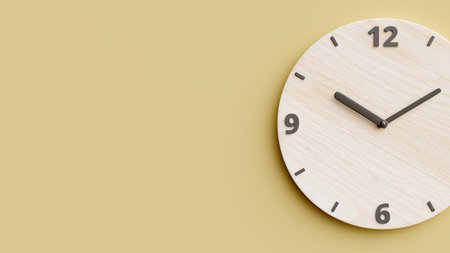 Copy space background with minimalist clock hanging on the wall.3d rendering